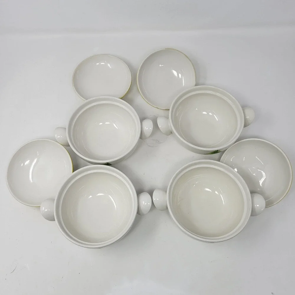 Mancioli Italy Vintage Floral Ceramic Lidded‎ Soup Rice Bowls Set of 4